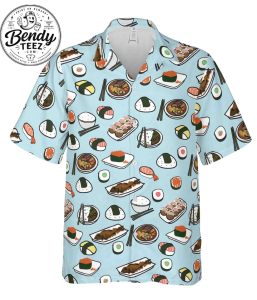 Fresh Sea Breeze Aloha Shirt – Playful Japanese Sushi & Cuisine Motif