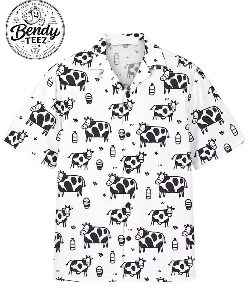 Farm Animal Hawaiian Shirt – Cow Print Unisex Summer Shirt