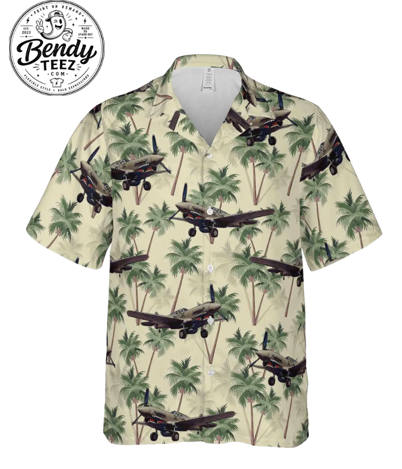 Retro Airplane Shirt – Vintage Palm Tree Tropical Button Up