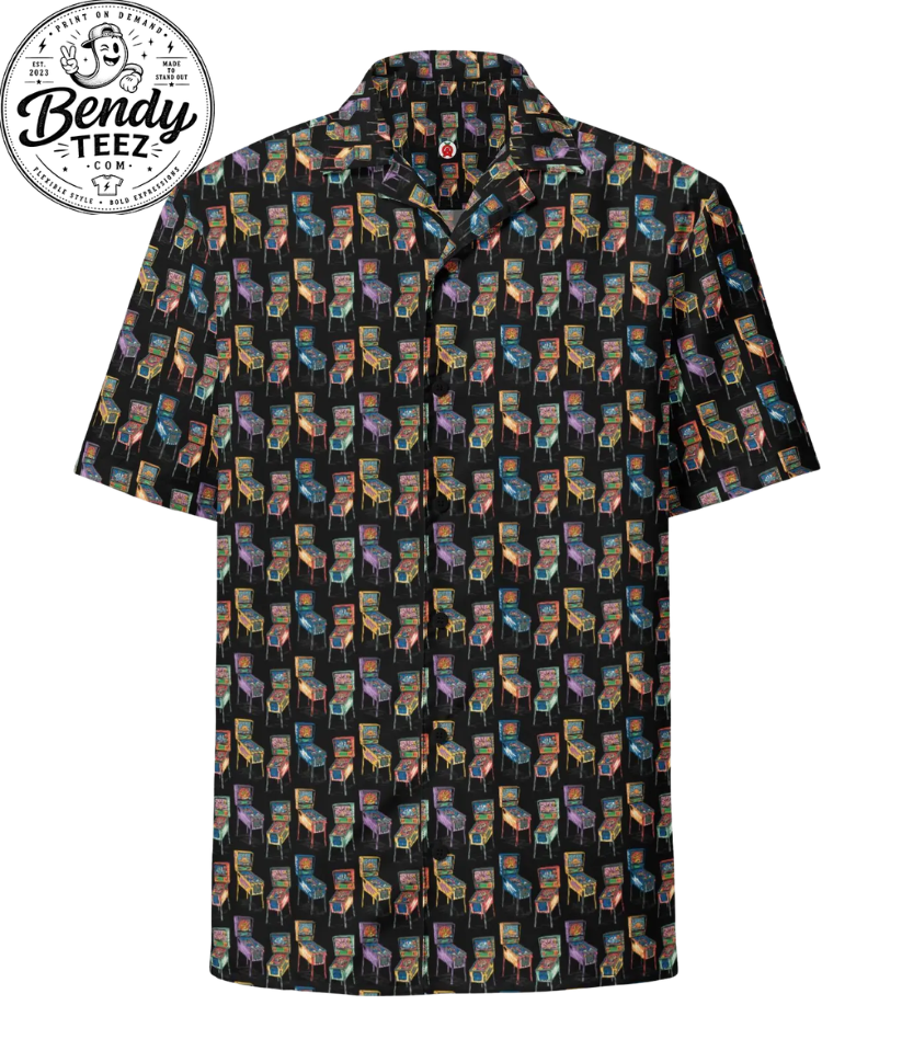 Retro Pinball Shirt – Arcade Vintage Button Up