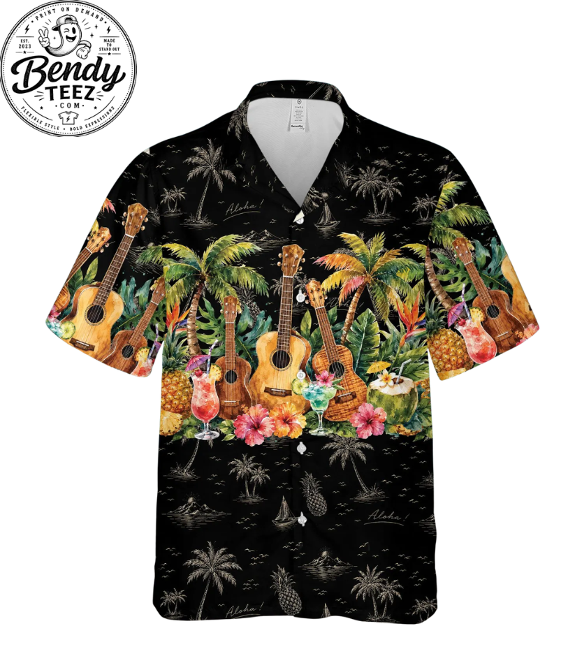 Ukulele Shirt – Vintage Guitar Tropical Button Up